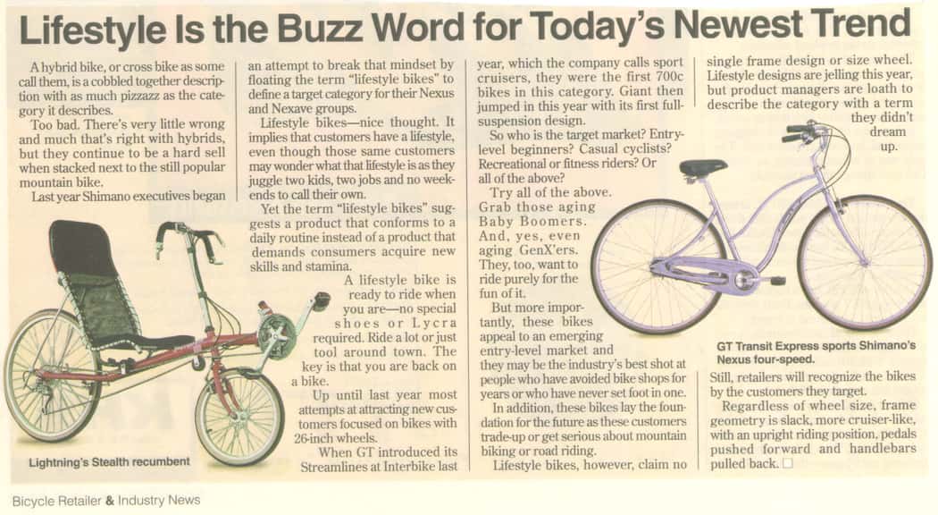 Bicycle Retailer and Industry News: Lifestyle is the buzz word for today's newest trend